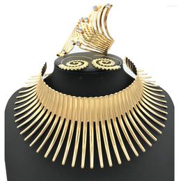 Necklace Earrings Set Longqu African For Women Gold Colour Statement Necklaces Jewellery Metal Torques Punk Choker