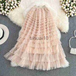 Skirts Super Long 97cm Maxi Tulle Skirts for Women 2023 New Chic Patchwork Cake Skirt Multilayer Large Swing A-Line Skirts Mujer Faldas J230621