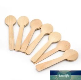 Disposable Wooden Spoon Mini Ice Cream Spoon Wood Western Dessert Scoop Wedding Party Tableware Kitchen Accessories 100Pcs factory outlet