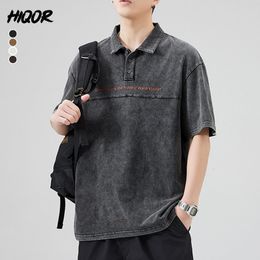 Men's Polos HIQOR Man Summer Vintage Men Polo Shirts Short Sleeve T Shirt Hip Hop Sport Male Casual Loose Tees Three Styles Four Colours 230621