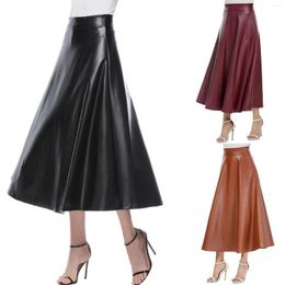 Skirts High Waist Faux Leather Skirt Women Spring Summer Party Petticoat Fashion Casual Goth Long Faldas Mujer Moda