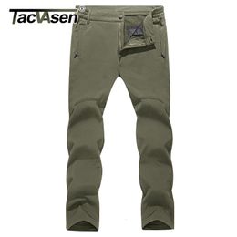 Mens Pants TACVASEN Winter Softshell Men Fleece Lining Warm Military Tactical Straight Thermal Hike Hunt Trousers Work 230620