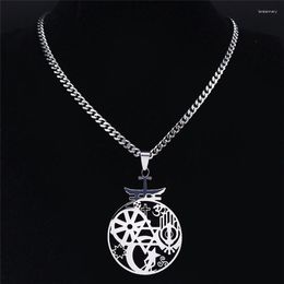 Pendant Necklaces 2023 Religious Hexagram Yoga Cross Stainless Steel Moonstone Necklace Men Silver Color Statement Jewelry Collar NX