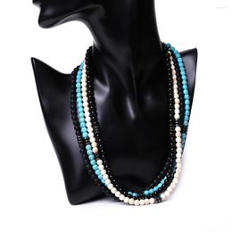 Chains 6mm Natural Stones Strand Necklace For Women Men Reiki Energy Turquoises Black Onyx Agates Beaded Chain Necklaces Healing Prayer