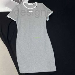 Urban Sexy Dresses Designer Women Dress Knits T Shirts With Letter Embroidery Girls Tank Tops Vintage Runway Luxury Mini Skirt Short Sleeve Camisole Tee A-Line D6JC