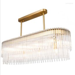 Pendant Lamps Postmodern Simple Bent Glass Crystal Lamp Luxury Atmosphere Model Room Rectangular Restaurant Art Chandelier Led