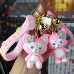 Cartoon cute car keychain drop glue pendant pink fox couple backpack key chain pendant
