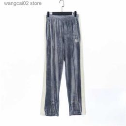 Men's Pants High Quality Grey AWGE Needles Pants Men Women 1 1 Butterfly Embroidery Ribbon Needles Sweatpants Trousers men fashion T230621