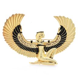 Pins Brooches Wulli baby Large Egypt Fairy For Women Enamel Flying Eagle Lady Figure Casual Party Brooch Pin Gifts 230621