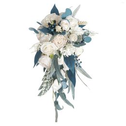 Decorative Flowers Silk Cloth Bridal Wedding Bouquets Rose Flower Elegant Artificial For Event Party Church Activity Decoration