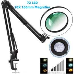 Magnifying Glasses 72LED 8X/10X Illuminated Magnifier USB 3 Colours LED Magnifying Glass for Soldering Iron Repair/Table Lamp/Skincare Beauty 230620