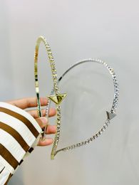 High-End Inverted Triangle Label Alloy Letter Headband French High-Grade Zircon Hair Accessories Fashion Simple Japanese and Korean European and American Style