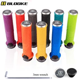 Bike Handlebars Components BLOOKE MTB Grips 2.2cm Bar end Plug Cap 9 Colour 14CM Anti slip Rubber FOR Folding Mountain Bicycle Flat Handle Accessories 230621