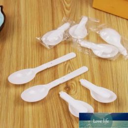 Disposable Plastic White Folding Spoon Ice Cream Pudding Scoop With Individual Package 5000pcs