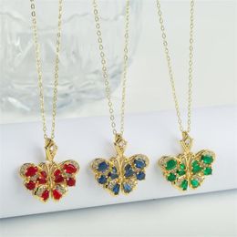 Pendant Necklaces 2023 Necklace Choker 14k Gold Plating Pendent 6 Colour Zircon Butterfly Exquisite For Women Gifts