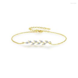 Link Bracelets Chain S925 Sterling Silver Bracelet Creative Olive Branch Electroplated 18K Real Gold Zircon Ladies Jewellery Raym22