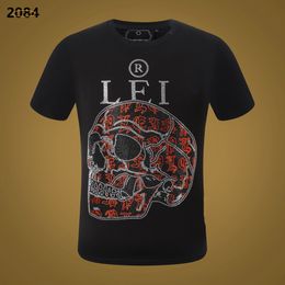 NEW Men's T-Shirts -Brand Tshirt Men PP Skull Diamond Teddy Bear Rhinestones Cotton Casual Short-Sleeved Tees Hip Hop O-Neck T Shirts Clothing FG66