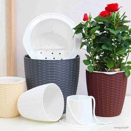 Planters Pots Self Watering Flowerpot Cotton Rope Automatic Suction Planter Transparent Plastic Round Shape Plants Pot Creative Flower Planter R230621