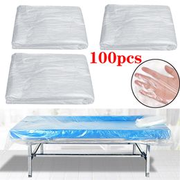 Bath Tools Accessories 100Pcs Transparent Disposable Film Couch Cover Bedspread SPA Massage Treatment Table Sheets Beauty Bed Waterproof 230621