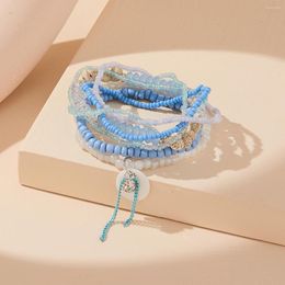 Charm Bracelets 7pcs Summer Beach Layered Bead Bracelet For Women Girls Friends Jewellery Gift