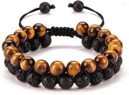 Link Bracelets 8mm Lava Rocks Pure Handwoven Adjustable For Men Women Gifts Jewellery Healing Crystals Bracelet Yoga Meditation Relax Anxiety
