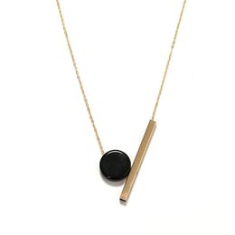 Strands Strings necklaces Ms contracted wind necklace Geometric circular wood combination pendant long 230621