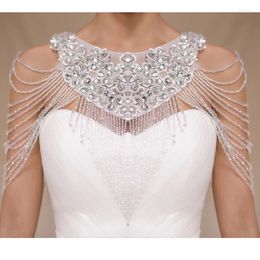 Pendant Necklaces European And American Bride Luxury Shoulder Chain Tassel Rhinestone Wedding Dress Accessories Round Collar Lace Necklace