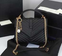 2023 New 5A Women Bag Luxury Handbag Shoulder Brand LOULOU Y-Shaped Designer Seam Leather Ladies Metal Chain Black Clamshell Messenger Bag luxury and high sense