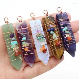 Pendant Necklaces 1pcs 1pc Colourful Stone Natural Crystal Agate Arrow Gravel DIY Wire-wound