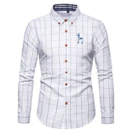 Men's Dress Shirts Mens Hazzys Dog Classic Embroidery Shirts Standard-fit Button Up Blouse Tops Business Lapel Long Sleeve High Quality Shirts 230620