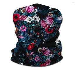 Scarves Bandana Women Flower Print Neck Gaiter Headband Full Face Motorcycle Windproof Ski Outdoor Winter Sport Tube Scarf