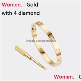 Bangle Gold Nail Bracelet Love Bracelets For Woman Rose Sier Cuff With Diamond Bangles Luxury Jewelry Wedding Party Drop Delivery Dhvem