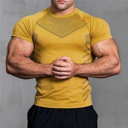 Men's T-Shirts Mens Muscle T Shirt Quick Dry Running Shirt Compression Fitness Shirt Male Gym Workout tights Short Sleeve Summer Sports T-shirt 230620