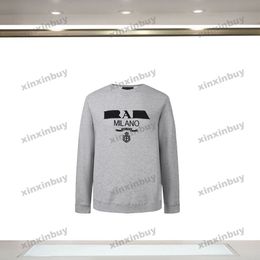 xinxinbuy Men women designer Sweatshirt Hoodie Letter embroidery fabric sweater Paris Apparel black khaki gray S-XL