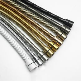 Hoses High Quality Black White Shower Hose Bathroom Fitting Stainless Steel Bath Tube 150CM Water Pipe Chrome Burshed Gold Grey Bronze 230620