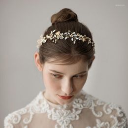 Headpieces O347 Vintage Floral Lady Fairy Crystal Wedding Hairband Handmade Hair Accessories Gold Bridal Headdress