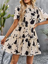 Casual Dresses Women Dress 2023 Summer Fashion Printing Flower Edible Tree Short Skirt