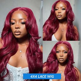 13x4 Body Wave Lace Front Wig HD Transparent Lace Frontal Wigs Brazilian Red Coloured Human Hair Wigs for Women