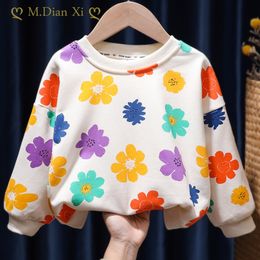 T shirts Girls Outfits Sweatshirts Cute Red Love Heart Printing Hedging Hoodies Casual All Match Folds Long Sleeve Toddler Girl Clothes 230620