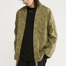 Men's Jackets A2675 Loose Japanese Cardigan Coat For Men 2023 Original Green Casual All-match Niche Artistic Sense