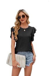 Women's Sweaters 2023 Summer European And American Foreign Trade Women's Clothing Amazon Round Neck Double Layer Ruffle