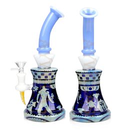 10 Inches Hookah inner sculpture craft Dab rig Smoke water pipe glass Pipes cool bongs Oil rigs recycler bong 14.4 mm bowl wholesaler