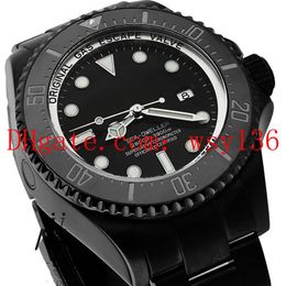 Top Quality 44MM Men's Casual Watch Sea-Dweller 116660 Black Ceramic in DLC PVD Sapphire Movement Automatic Mens Wrist Watche212s