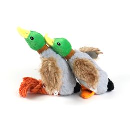 Cute Plush Stuffed Duck Sound Toy Small Medium Dog Squeaky Chew Rope Toys Pets Outdoor Intereactive Supplies Accessories