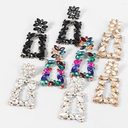 Dangle Earrings Creative Fashion Black Rhinestone Geometric Female Ethnic Exaggerated Party Gift Crystal Drop Jewelry Wholesal