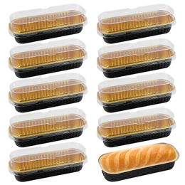 Baking Moulds 50pcs Aluminium Foil With Lids Tins Liners Muffin Disposable Cheesecake Mini Loaf Pan Cupcake Flans For Bread Rectangle 230621