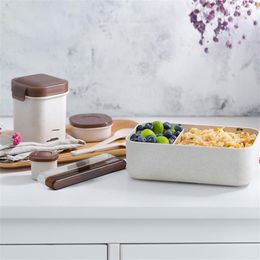 Dinnerware Sets Wheat Straw Lunch Box Tableware With Insulated Bag BPA Free Microwave Container School Office Picnic