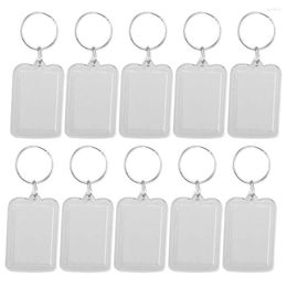 Jewelry Pouches Lot Of 10Pcs Keyring DIY Detachable White Rectangle Po Frame 3.3x5cm