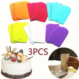 3pcs/set Plastic Cake Cream Baking Scraper, Cake Bakery Tools, Decorating DIY Styling Tool (6 Colors)