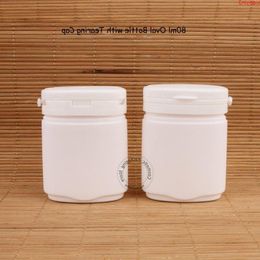 100pcs/Lot Wholesale Empty 80g Oval Shape 8/3OZ White Colour Plastic Chewing gum Bottle with Tearing Cap Candy Containerhigh qty Rcgki